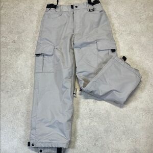 Helix Snowboard Pants Youth L Gray Cargo Ski Snow Pants